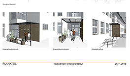 Grundriss und Fassade I Neuer Zugang und Vordach -  Tina Assmann